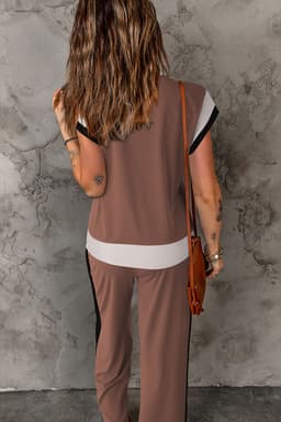 image-Strawberry Pink Color Block Two-Piece Set
