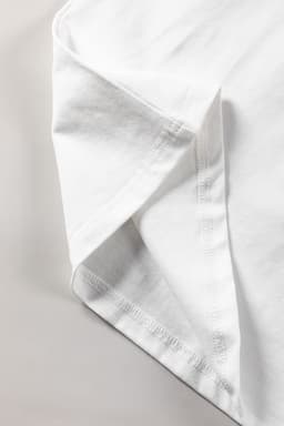 image-White Pointelle Lace Half Sleeve Crew Neck Tee