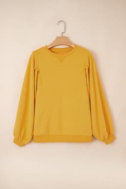 image-Citrus Pleated Balloon Sleeve Pullover Sweatshirt