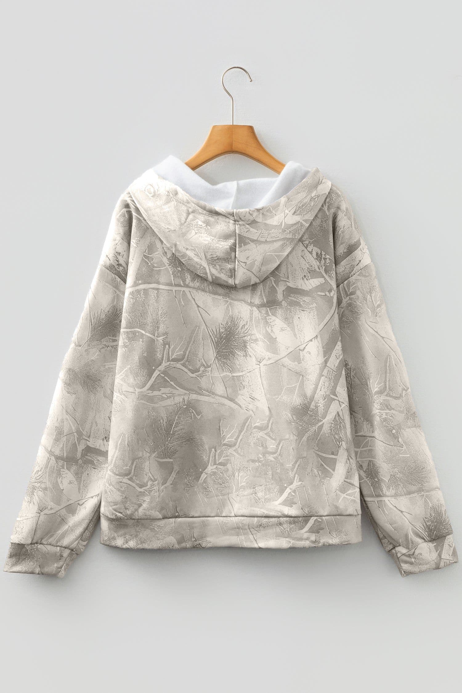 image-Beige Camouflage Woodland Print Oversized Sporty Hoodie