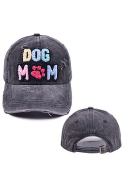 image-Black DOG MOM Baseball Cap - Cotton, Breathable, Cute Design