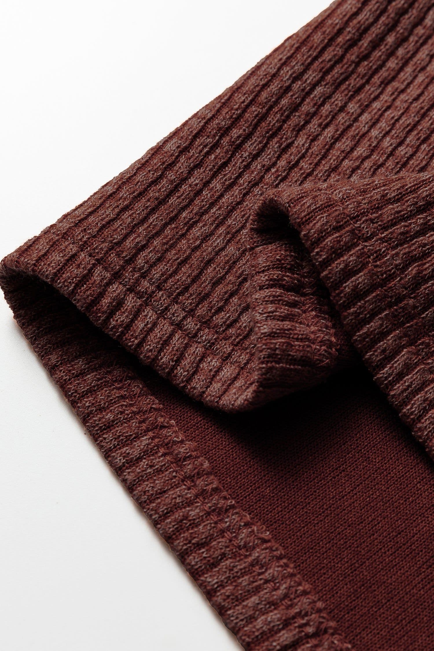 image-Red Sandalwood Ribbed Knit Buttons Front Flap Pocket Casual Shacket