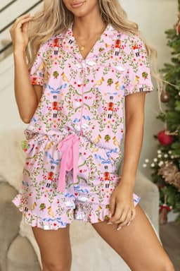 image-Pink Nutcracker Doll Christmas Pajama Set