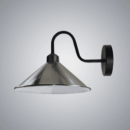 image-Satin Nickel Wall Light Fixture,Black Wall Sconce E27 Base Socket Screw Type Wall Mounted Swan Neck Cone Shape Shade