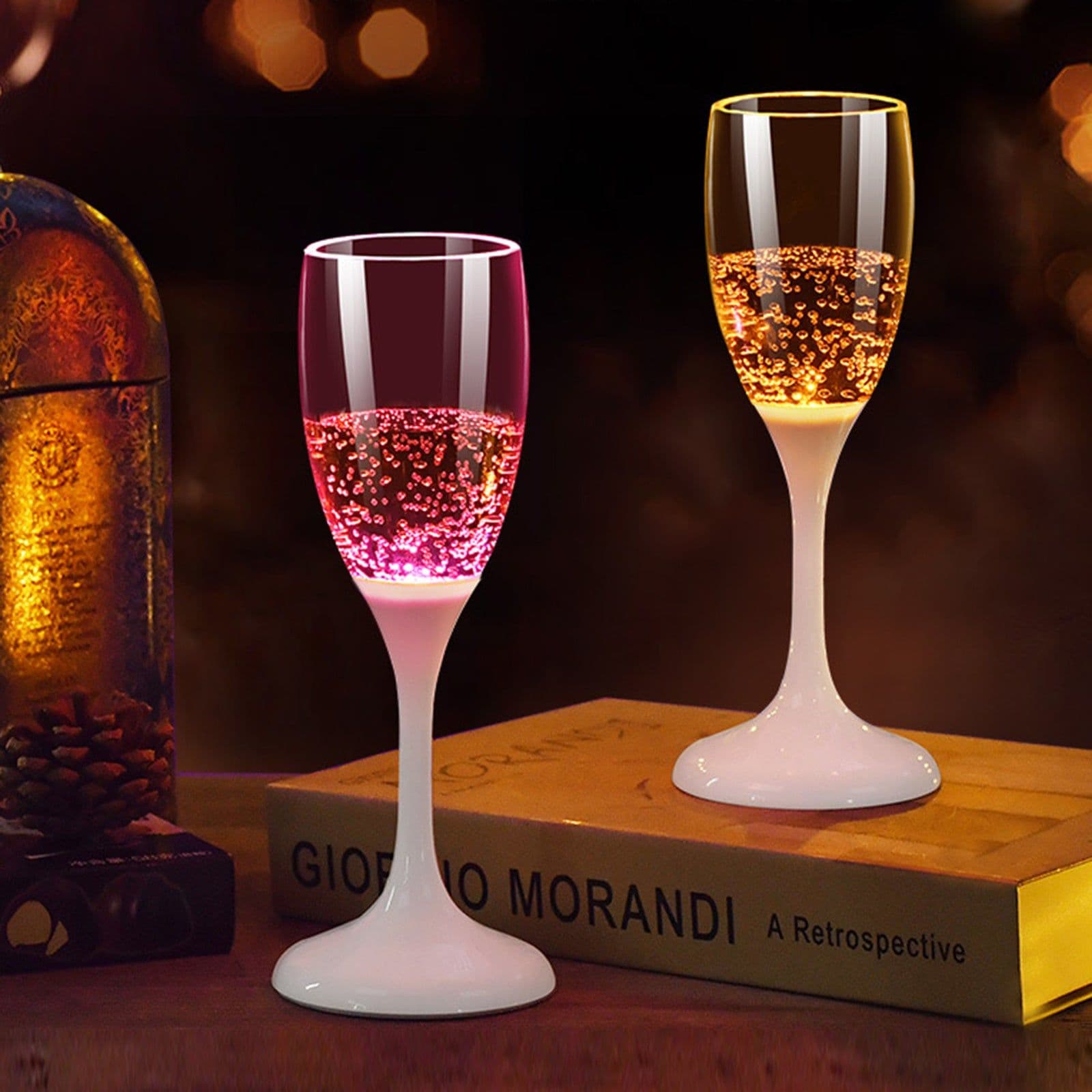 image-Led Cup Food Grade PS Plastic Goblet Wedding Party Pouring Water Is Bright Champagne Glass Factory Direct Supply