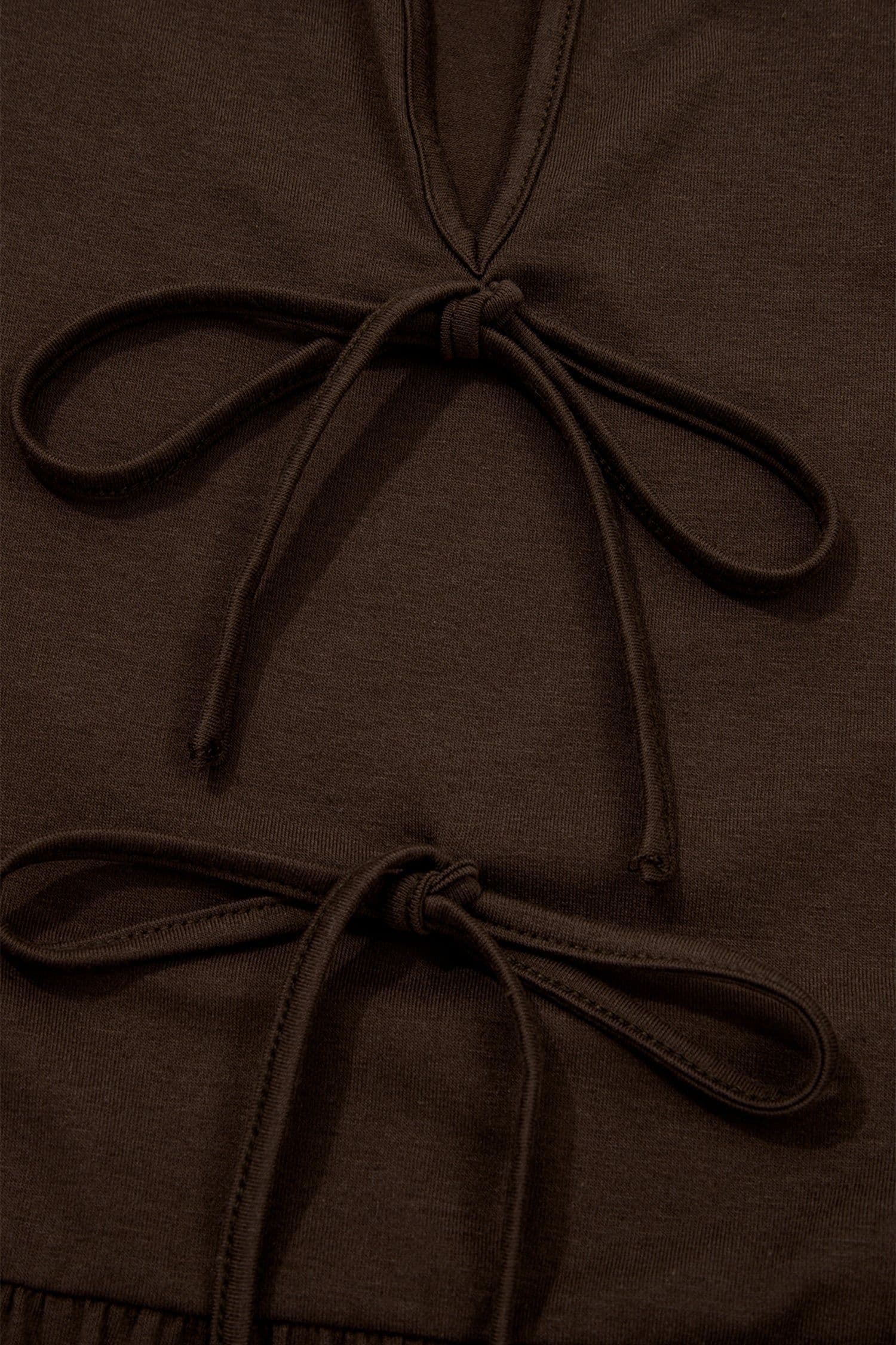 image-Coffee Plus Size Solid Color Bow Tie Peplum Tank Top