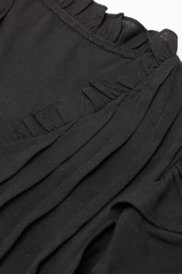 image-Black Ruffle Sleeve V Neck Frilled Shift Dress