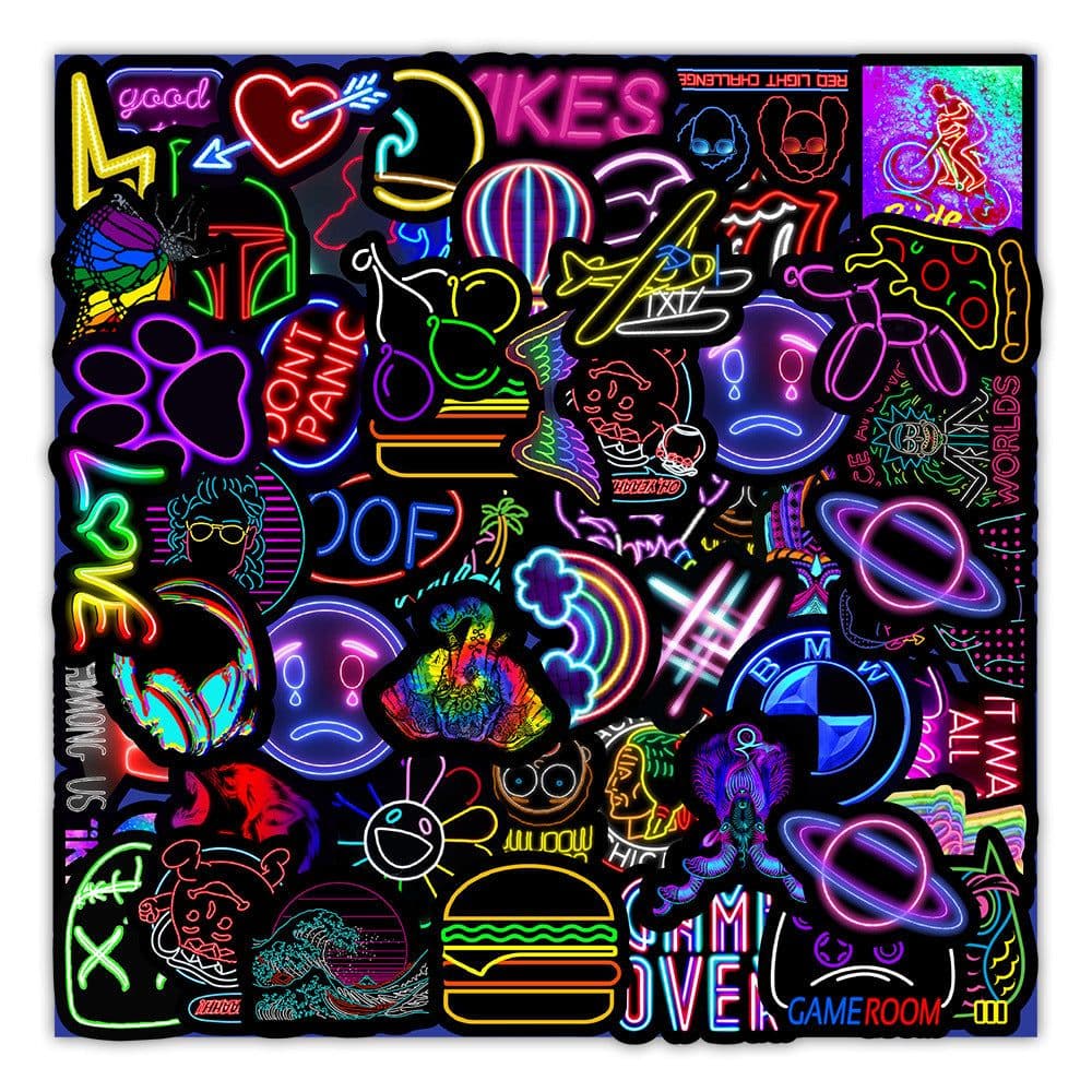 image-50 New Neon Stickers Car Trunk Phone Water Cup Decoration Stickers