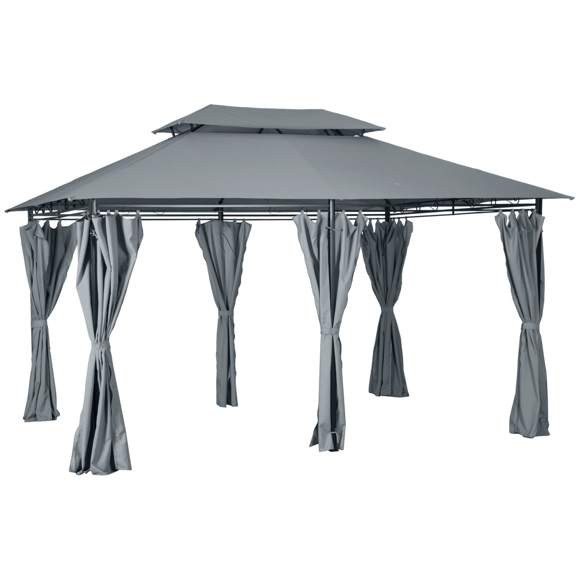 image-Metal Gazebo Curtains 4x3m Canopy Party Tent Garden Pavillion Patio Shelter