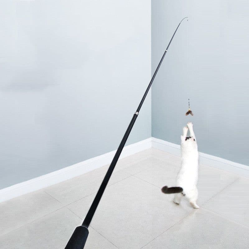 image-Pet Toy Cat-teasing Stick Extendable 180cm Rod Feather Replacement Head Adjustable Extendable Cat-teasing Stick Fishing Cat Toy