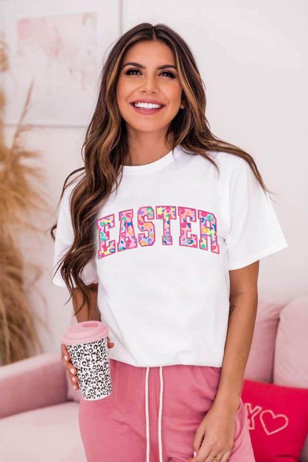 image-White Leopard Easter Letter Graphic Tee