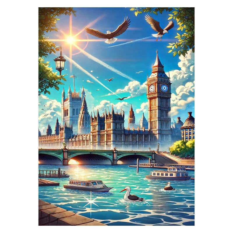 image-Diamond Beautiful Landscape DIY Handmade Living Room Entrance Decorative Painting