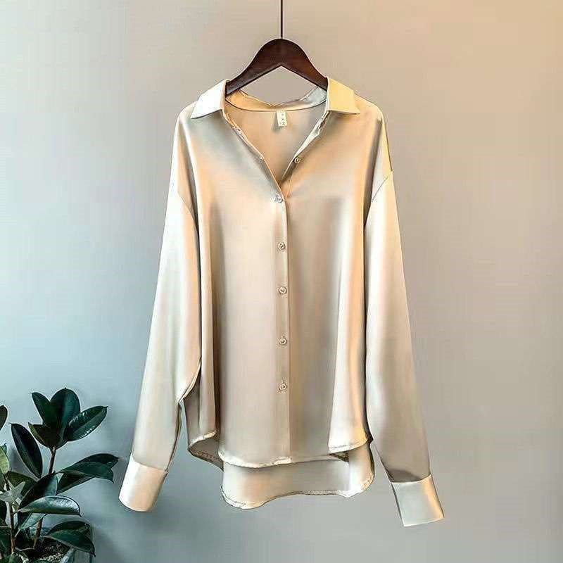image-Women's Long-sleeved Satin Shirt