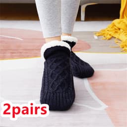 image-Winter Woolen Socks Women Thicken Warm Home Bedroom Socks Slippers Men Non-slip Foot Warmer Snow Socks Calcetines Mujer