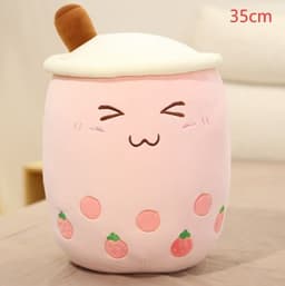 image-Cute Fruit Drink Plush Stuffed Soft Strawberry Milk Tea Plush Boba Tea Cup Toy Bubble Tea Pillow Cushion Kids Gift