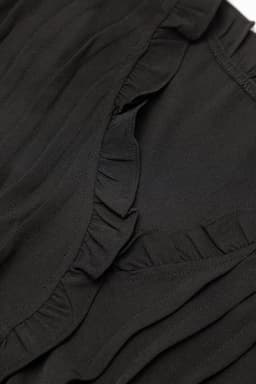 image-Black Ruffle Sleeve V Neck Frilled Shift Dress
