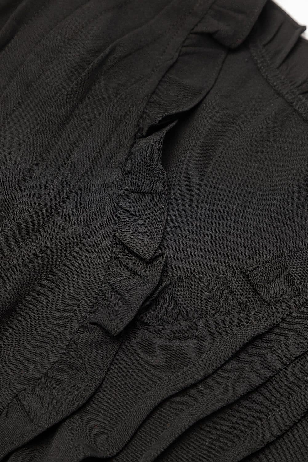 image-Black Ruffle Sleeve V Neck Frilled Shift Dress