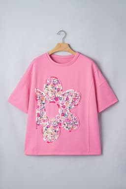image-Jet Stream Floral Patched Oversized Tee