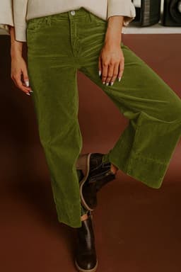 image-Burgundy Corduroy High Waist Wide Leg Pants