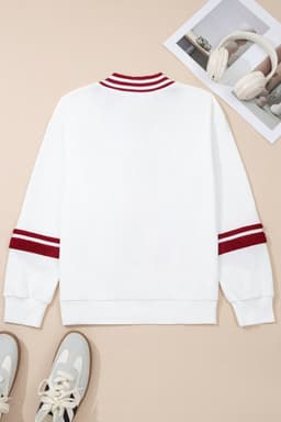 image-Red Dahlia Chenille Letter A Varsity Sweatshirt