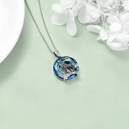 image-Sterling Silver Viking Wolf Earrings Necklace Jewelry with Crystal