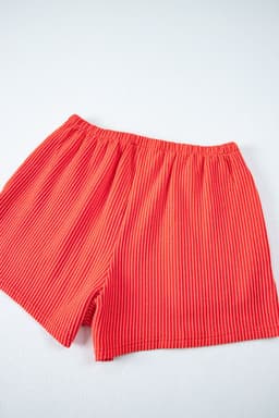image-Orange Ribbed Textured Knit Loose Fit Tee and Shorts Set