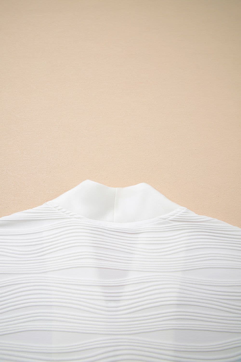 image-White Zip V Neck Textured Sweatshirt