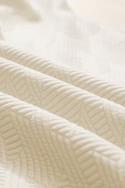 image-White Textured V Neck Collared Short Sleeve Top