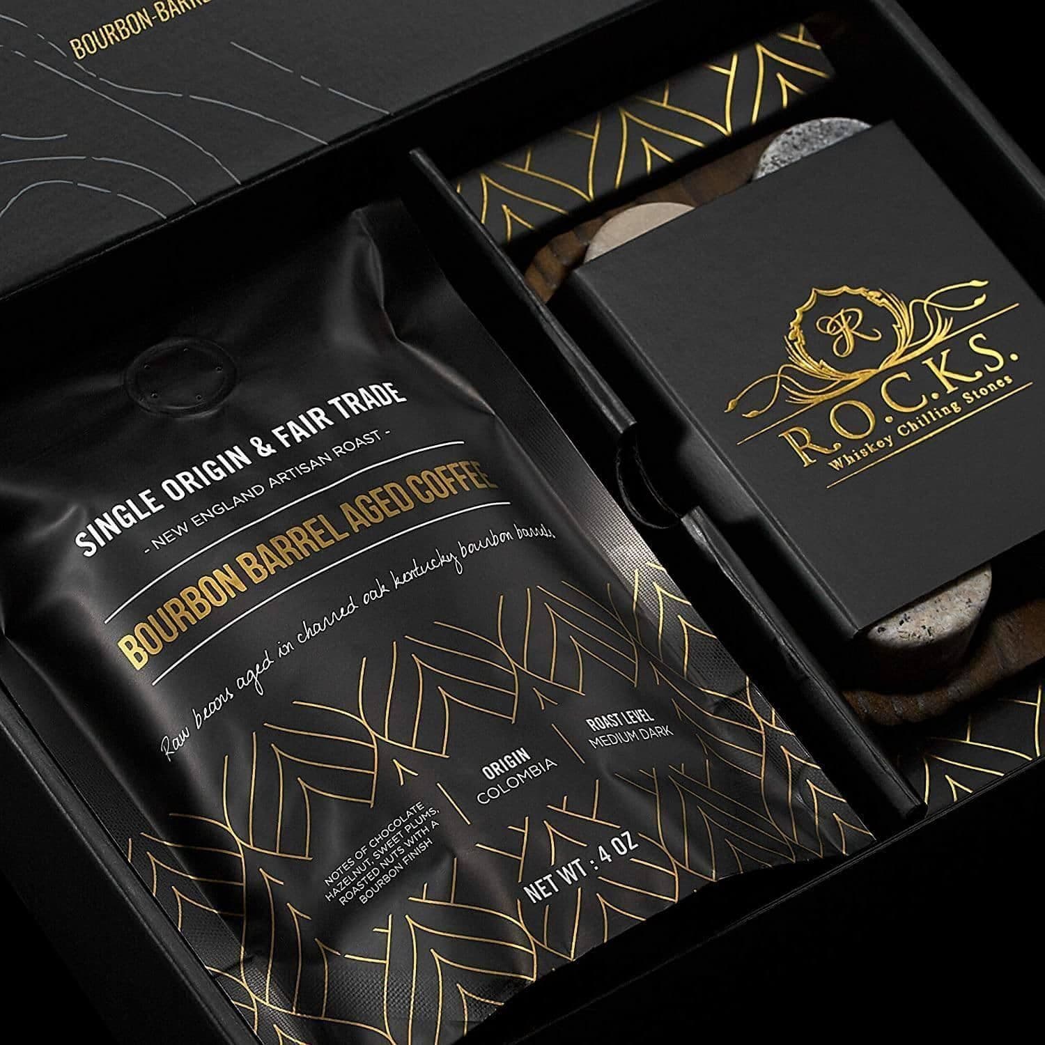 image-Whiskey Stones & Kentucky Bourbon Barrel Aged Coffee Tasting Gift Set