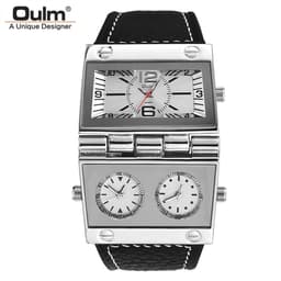 image-New Men Dual Display Sports Watches Oulm Men Watch Fold Big Size Fashion Outdoor Clock Leather Quartz Watch Relogio Masculino