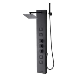 image-VEVOR Shower Panel Tower System with Rainfall Shower Head, 49 in Brushed Stainless Steel Shower Column, 4-Function Faucet, Wall-Mount Rain Massage System, with 4 Body Jets, Handheld, and Tub Spout