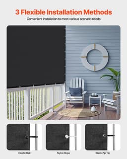 image-VEVOR 90% Sun Shade Cloth, 10 x 12 ft Pergola Shade Cover with Stainless Steel Grommets, Sun Shades Canopy Privacy Screen with 140 GSM HDPE Material, for Outdoor, Patio, Garden, and Backyard (Black)