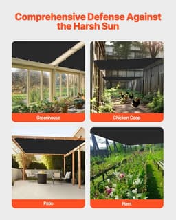 image-VEVOR 90% Sun Shade Cloth, 10 x 12 ft Pergola Shade Cover with Stainless Steel Grommets, Sun Shades Canopy Privacy Screen with 140 GSM HDPE Material, for Outdoor, Patio, Garden, and Backyard (Black)