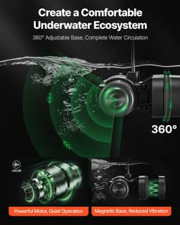 image-VEVOR Aquarium Wave Maker, 25W, 2380 GPH Adjustable Cross Flow Pump with Controller, Magnetic DC 24V Aquarium Powerhead, Strong Magnetic Base, 360° Rotating Wavemaker, for Saltwater Marine Freshwater