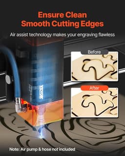 image-VEVOR Laser Engraver, 5W Output, Laser Engraving Cutter Machine, 14.9 x 15.7 in/38 x 40 cm Working Area, 10000 mm/min Movement Speed, Compressed Spot with Eye Protection, for Wood, Certain Metal