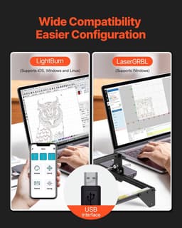 image-VEVOR Laser Engraver, 5W Output, Laser Engraving Cutter Machine, 14.9 x 15.7 in/38 x 40 cm Working Area, 10000 mm/min Movement Speed, Compressed Spot with Eye Protection, for Wood, Certain Metal