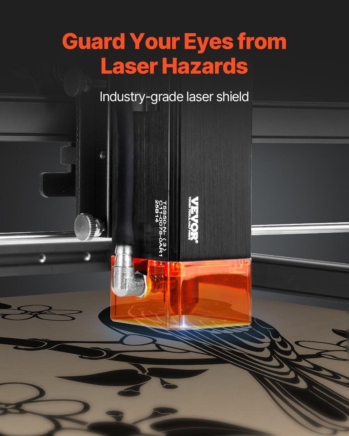 image-VEVOR Laser Engraver, 5W Output, Laser Engraving Cutter Machine, 14.9 x 15.7 in/38 x 40 cm Working Area, 10000 mm/min Movement Speed, Compressed Spot with Eye Protection, for Wood, Certain Metal