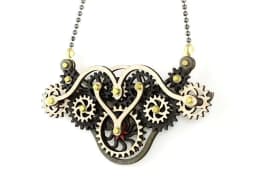 image-Kinetic Winged Gear Necklace 6004C