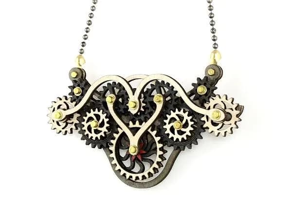 image-Kinetic Winged Gear Necklace 6004C