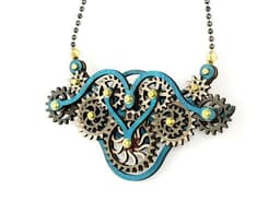 image-Kinetic Winged Gear Necklace 6004F
