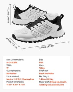 image-VEVOR Cross Training Shoes, W Width Sneakers US Size 8, Wide Toe Box Shoes with Arch Support & Adjustable Lace-up, Training Shoes for Running, Gymnastics, Dog Walking, and Weightlifting (White)