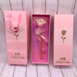 image-24K Luminous Color Gold Rose Flower Set