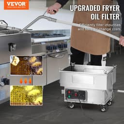 image-VEVOR Portable Oil Filtering Unit, 18L Capacity, 10 L/min Filtering Speed, Equipped with Swivel Casters and Oil Hose, Ideal for Fast Food Venues