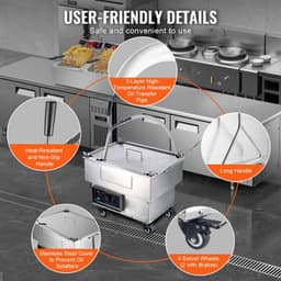 image-VEVOR Portable Oil Filtering Unit, 18L Capacity, 10 L/min Filtering Speed, Equipped with Swivel Casters and Oil Hose, Ideal for Fast Food Venues
