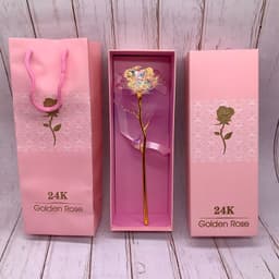 image-24K Luminous Color Gold Rose Flower Set