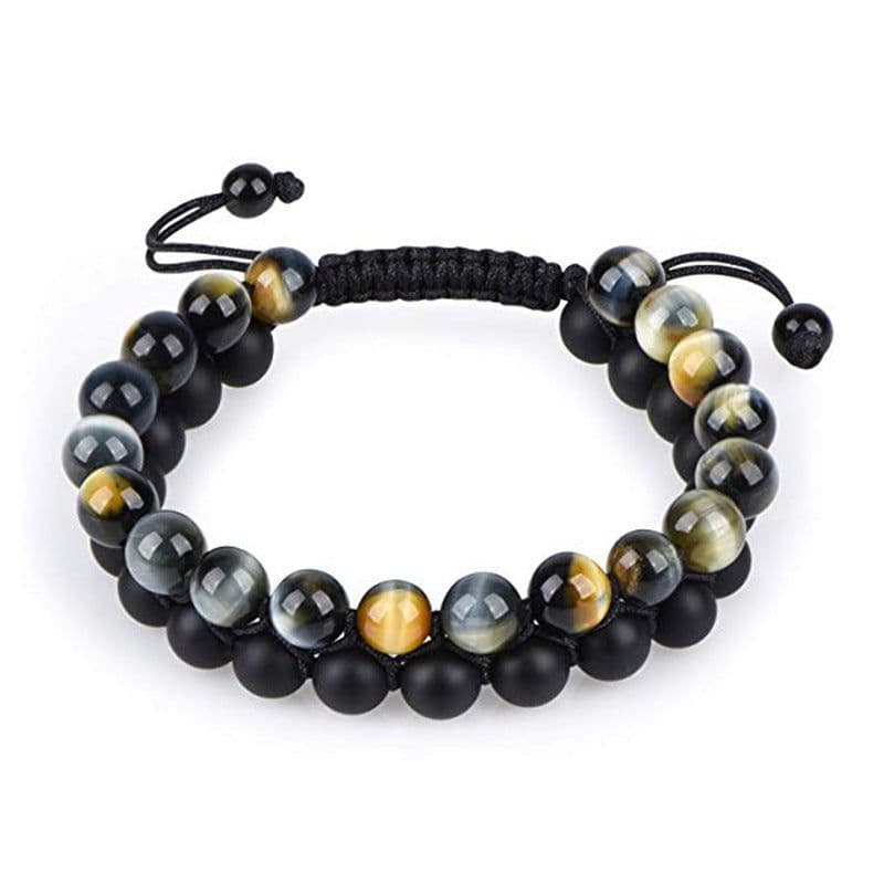 image-Tiger Eye Couple Bracelets Matte Black Agate Beads Bracelet