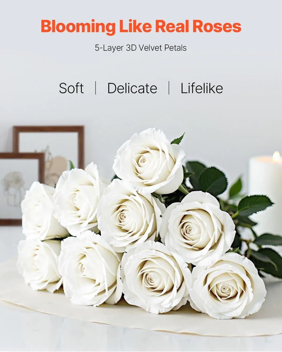 image-VEVOR Artificial Flowers, 120 pcs Real Looking White Foam Fake Roses Bulk, White Faux Bridal Shower with Stems for DIY Wedding Bouquets, Home Centerpieces Arrangements, Party Tables Decorations