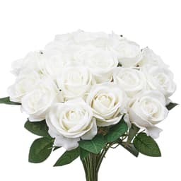 image-VEVOR Artificial Flowers, 120 pcs Real Looking White Foam Fake Roses Bulk, White Faux Bridal Shower with Stems for DIY Wedding Bouquets, Home Centerpieces Arrangements, Party Tables Decorations