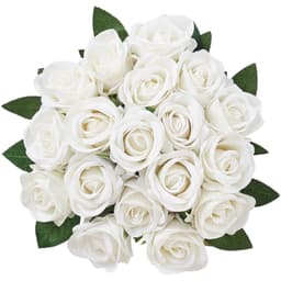 image-VEVOR Artificial Flowers, 120 pcs Real Looking White Foam Fake Roses Bulk, White Faux Bridal Shower with Stems for DIY Wedding Bouquets, Home Centerpieces Arrangements, Party Tables Decorations