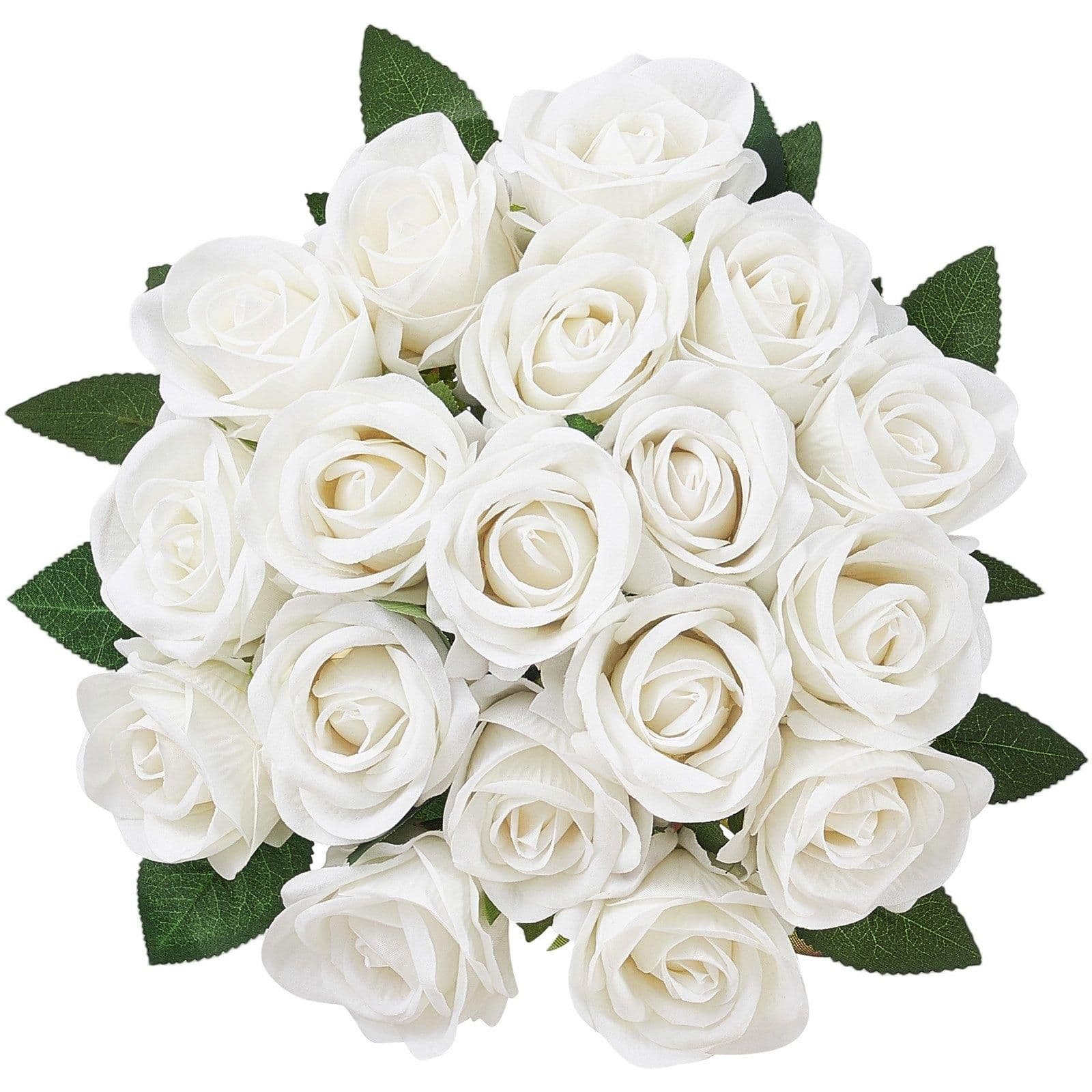 image-VEVOR Artificial Flowers, 120 pcs Real Looking White Foam Fake Roses Bulk, White Faux Bridal Shower with Stems for DIY Wedding Bouquets, Home Centerpieces Arrangements, Party Tables Decorations